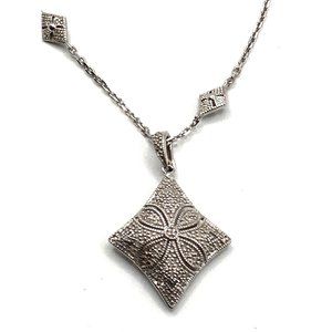 Diamonds Sterling Silver Puffy‎ Necklace Enhancer Pendant 34" Textured 21grams